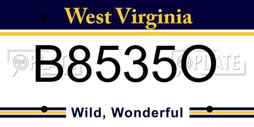 B8535O West Virginia License Plate