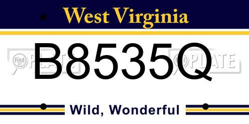 B8535Q West Virginia License Plate