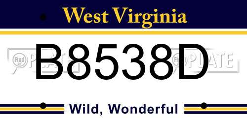 B8538D West Virginia License Plate