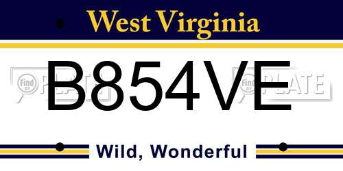 B854VE West Virginia License Plate