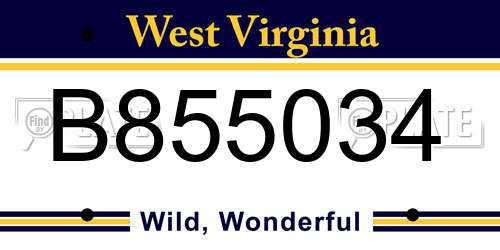 B855034 West Virginia License Plate