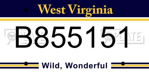 B855151 West Virginia License Plate