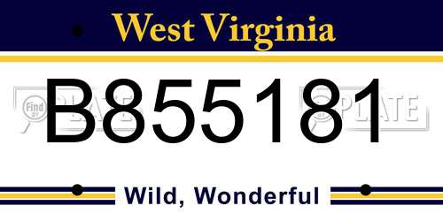 B855181 West Virginia License Plate