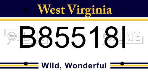 B85518I West Virginia License Plate
