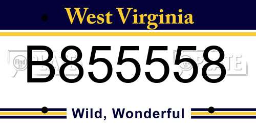 B855558 West Virginia License Plate