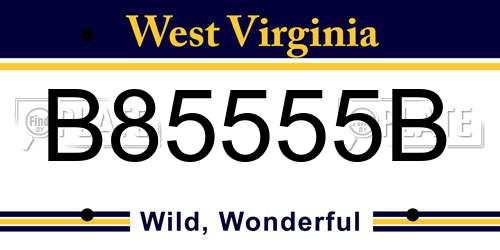 B85555B West Virginia License Plate