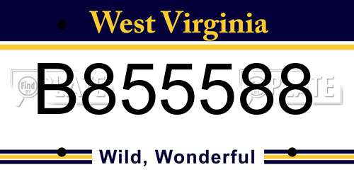B855588 West Virginia License Plate