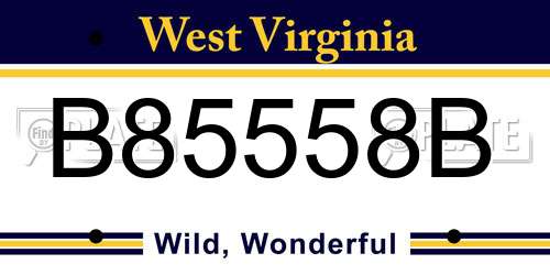 B85558B West Virginia License Plate