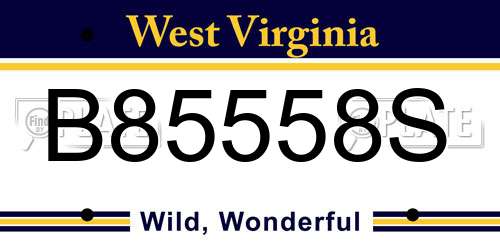 B85558S West Virginia License Plate