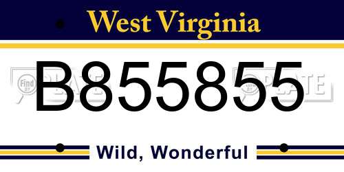 B855855 West Virginia License Plate