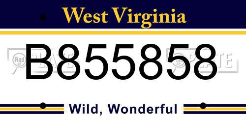 B855858 West Virginia License Plate