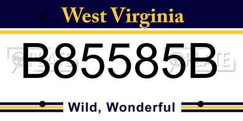 B85585B West Virginia License Plate