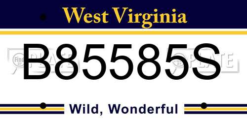 B85585S West Virginia License Plate