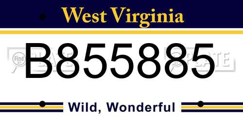 B855885 West Virginia License Plate