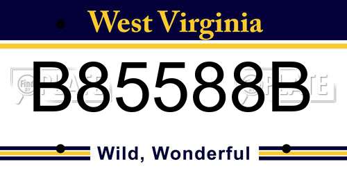 B85588B West Virginia License Plate