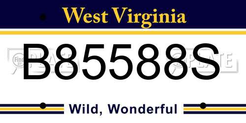 B85588S West Virginia License Plate