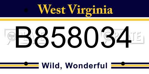 B858034 West Virginia License Plate