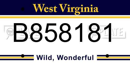 B858181 West Virginia License Plate
