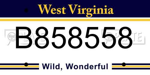 B858558 West Virginia License Plate