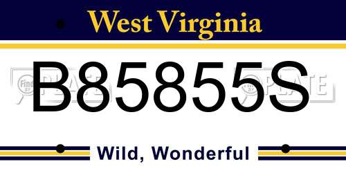 B85855S West Virginia License Plate