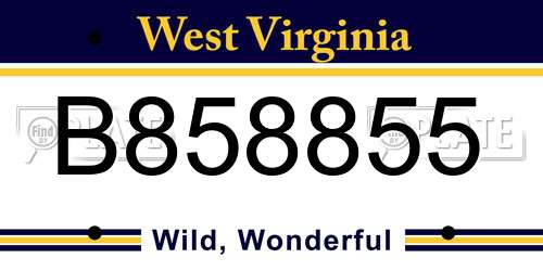 B858855 West Virginia License Plate