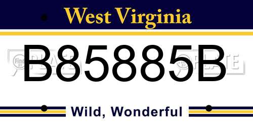 B85885B West Virginia License Plate