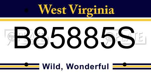 B85885S West Virginia License Plate