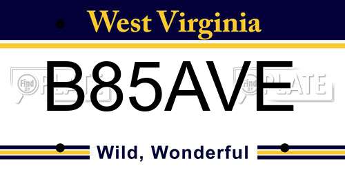 B85AVE West Virginia License Plate