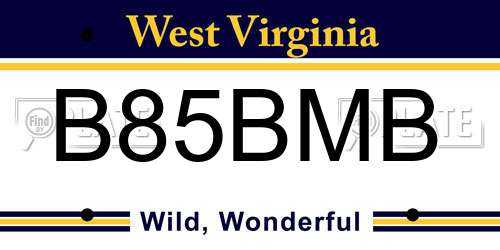 B85BMB West Virginia License Plate