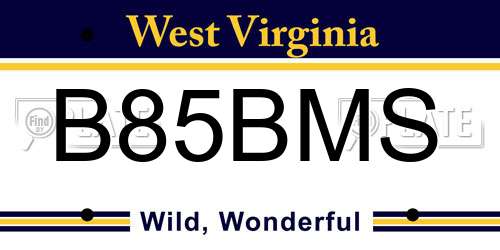 B85BMS West Virginia License Plate