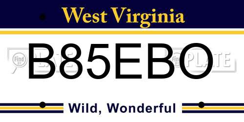 B85EBO West Virginia License Plate
