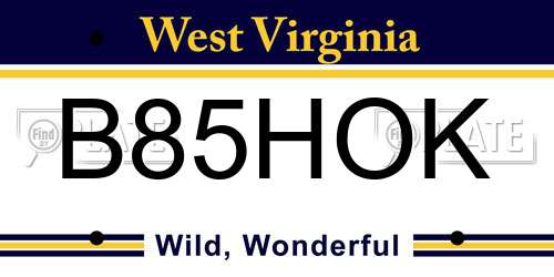 B85HOK West Virginia License Plate