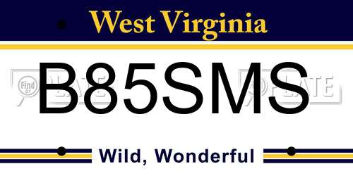 B85SMS West Virginia License Plate