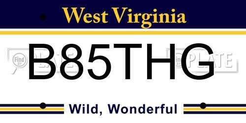 B85THG West Virginia License Plate