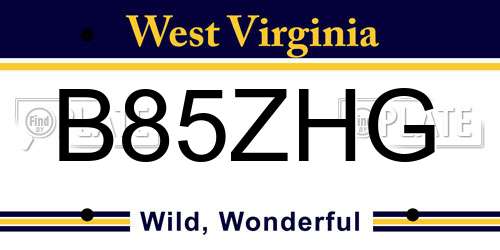B85ZHG West Virginia License Plate