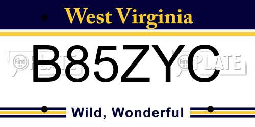 B85ZYC West Virginia License Plate