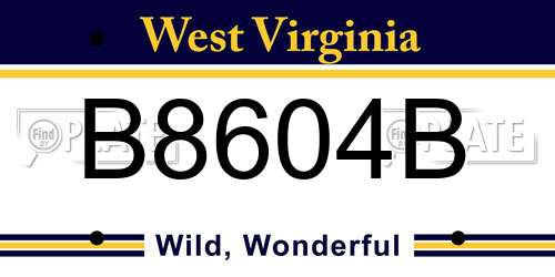 B8604B West Virginia License Plate