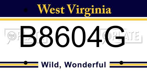 B8604G West Virginia License Plate