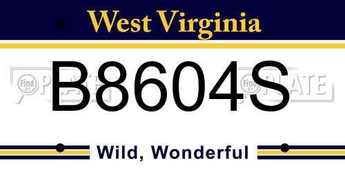 B8604S West Virginia License Plate