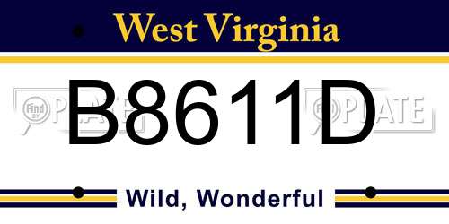 B8611D West Virginia License Plate