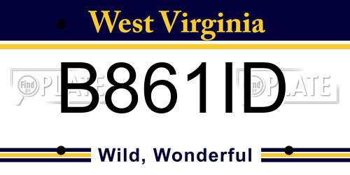 B861ID West Virginia License Plate