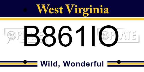 B861IO West Virginia License Plate