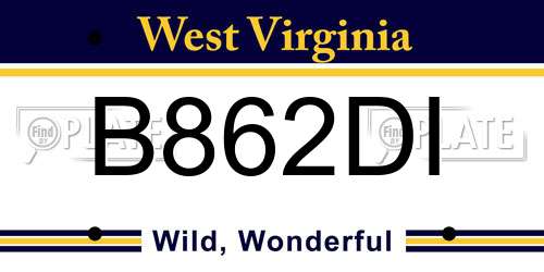 B862DI West Virginia License Plate