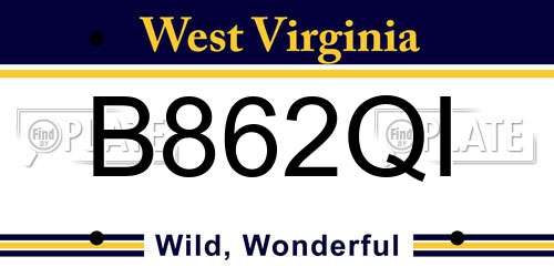 B862QI West Virginia License Plate