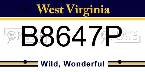 B8647P West Virginia License Plate