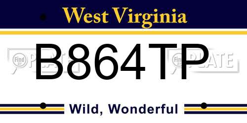 B864TP West Virginia License Plate