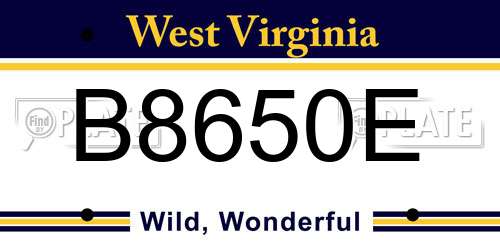 B8650E West Virginia License Plate