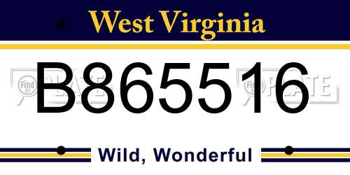 B865516 West Virginia License Plate