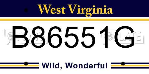 B86551G West Virginia License Plate