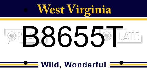 B8655T West Virginia License Plate
